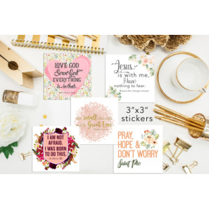 Set of 18 inspirational Saint stickers