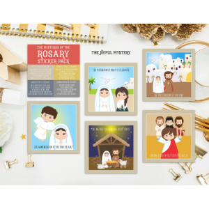 Set of 20 Mysteries of the Rosary Stickers set