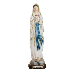 Statue, Vår Frue av Lourdes, håndmalt resin 15cm