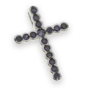 Kors i sølv 925 med syntetisk safir 1,9cm