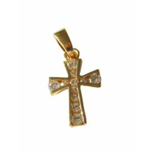 Kors forgylt med strass 15mm