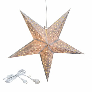 Adventsstjerne - Glitter, med støpsel