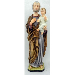 Statue, St. Josef i håndmalt resin 22cm