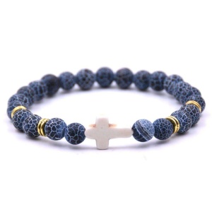Elastisk armbånd med steinperler 8mm, blå agat