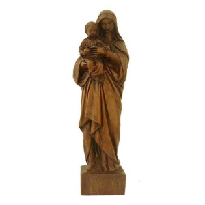 Statue, Jomfruen med barn i trefarget resin 16cm