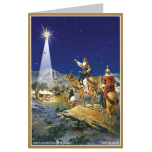 Postkort-Adventskalender - De tre vise menn følger stjernen