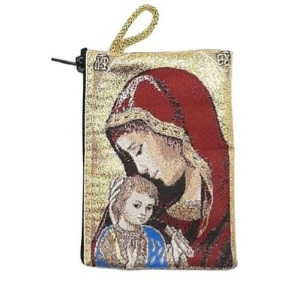 Rosenkransetue 7x10 cm - Maria m barnet, rød