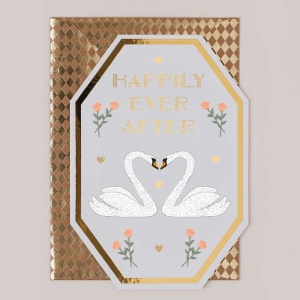 Wedding Card Swans and Hearts