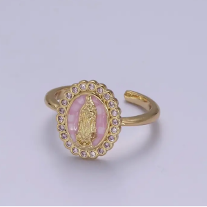 Ring - Jomfru Maria, rosa emalje
