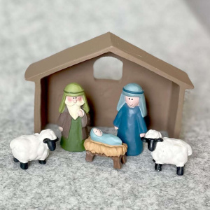 Julekrybbe med stall - 5 cm